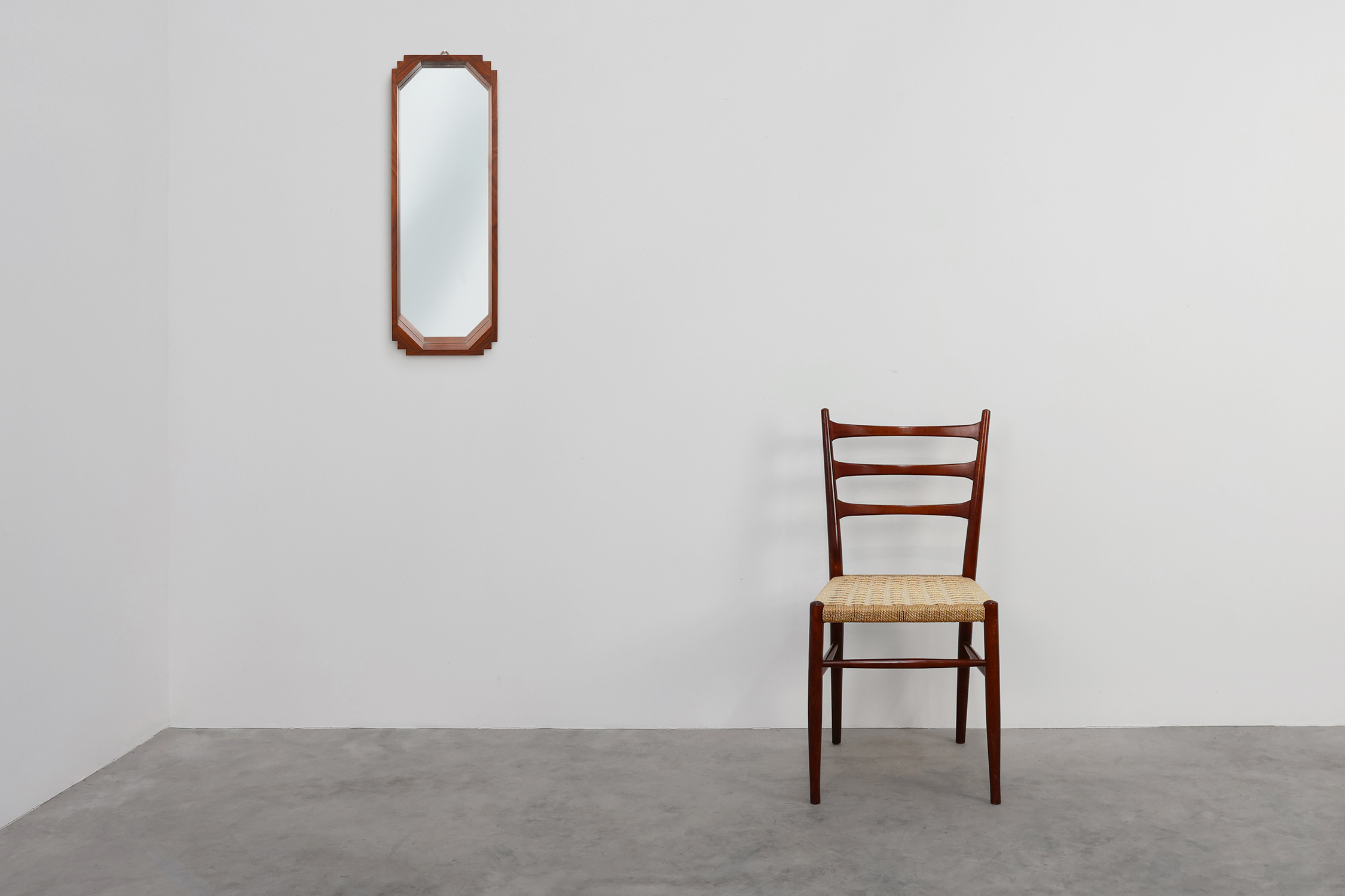 Geometric octagonal wooden Art Deco mirror, Italy ca. 1925thumbnail